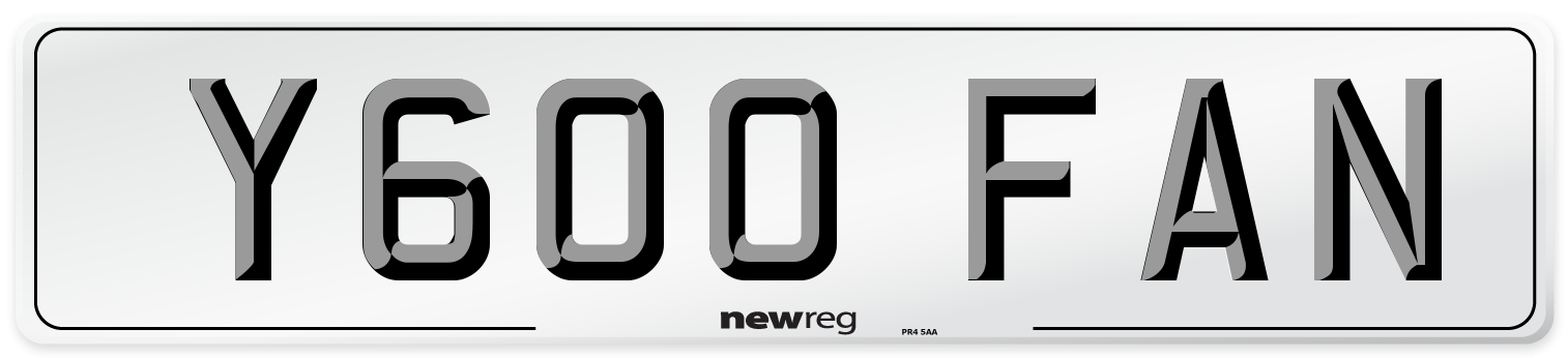 Y600 FAN Number Plate from New Reg
